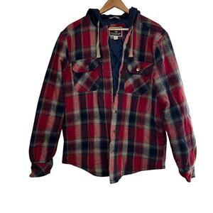 Legendary Whitetails Hooded Flannel Shirt Mens Size Medium Red Plaid Shacket